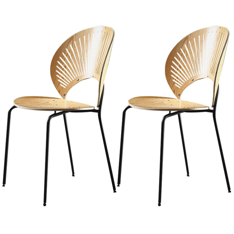 Nordic Style Metal Armless Dining Chairs Open Back Dining Side Chair for Home Use
