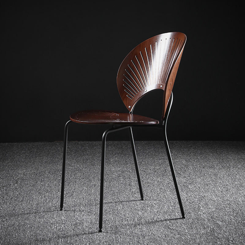 Nordic Style Metal Armless Dining Chairs Open Back Dining Side Chair for Home Use