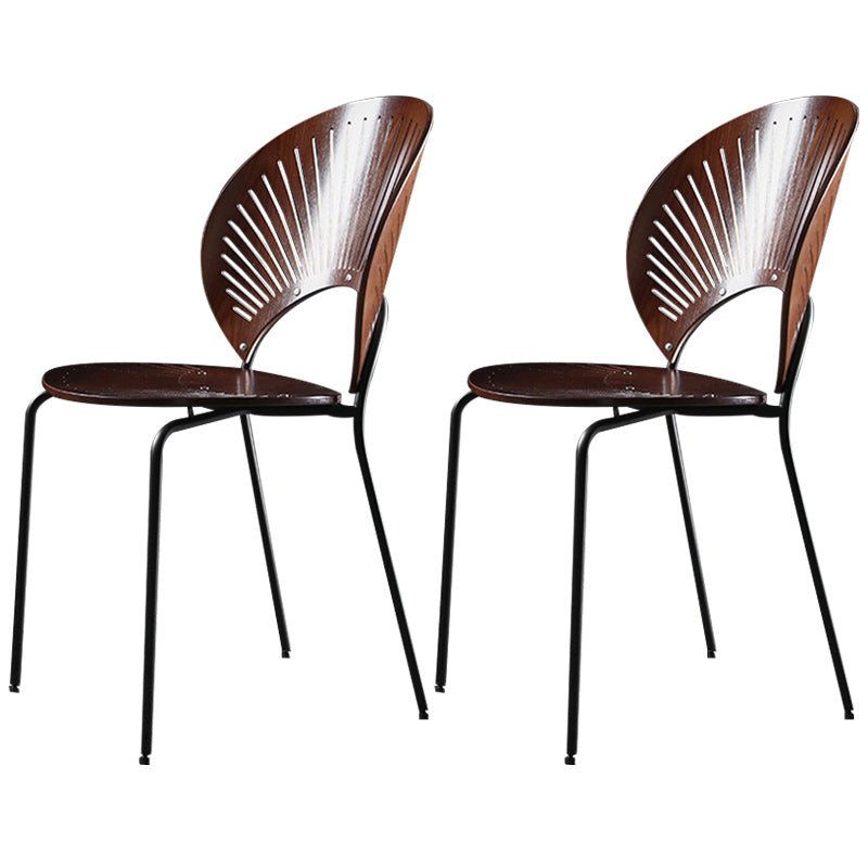 Nordic Style Metal Armless Dining Chairs Open Back Dining Side Chair for Home Use
