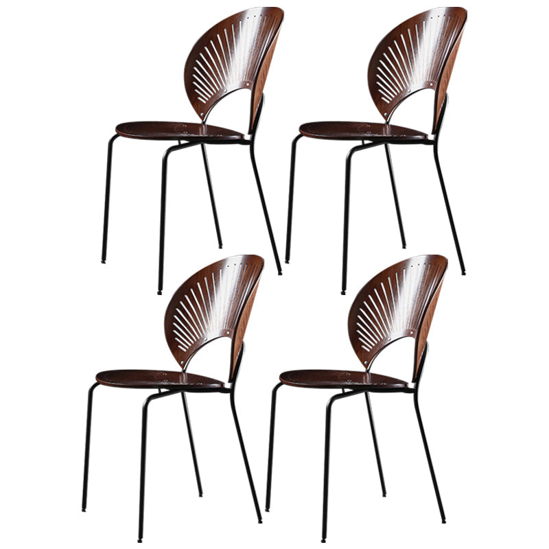 Nordic Style Metal Armless Dining Chairs Open Back Dining Side Chair for Home Use