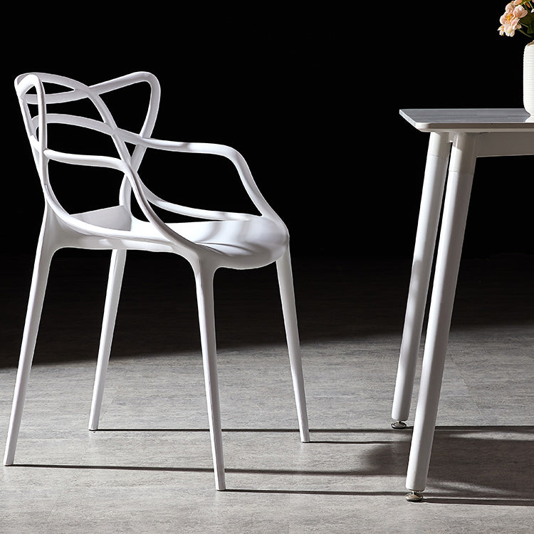 Scandinavian Plastic Dining Arm Chair Indoor Stackable Dining Armchairs