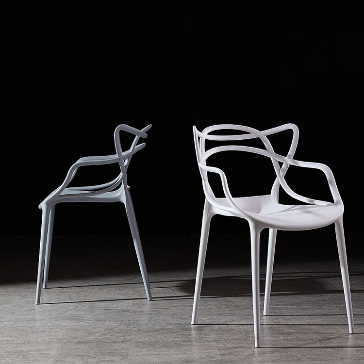 Scandinavian Plastic Dining Arm Chair Indoor Stackable Dining Armchairs
