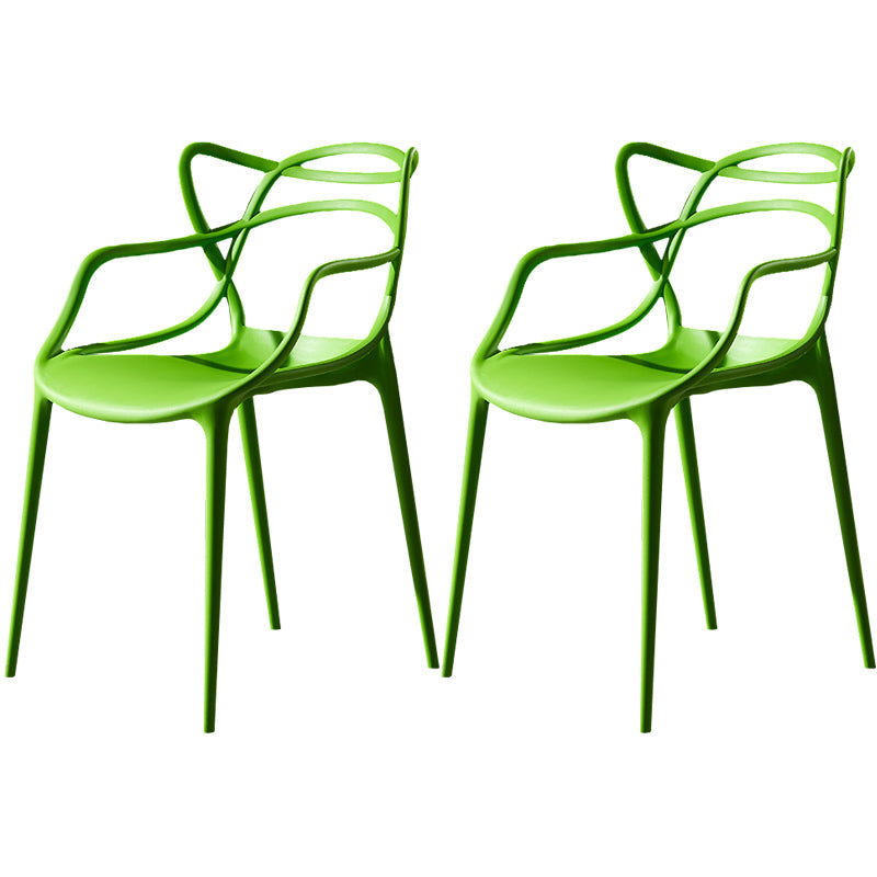 Scandinavian Plastic Dining Arm Chair Indoor Stackable Dining Armchairs