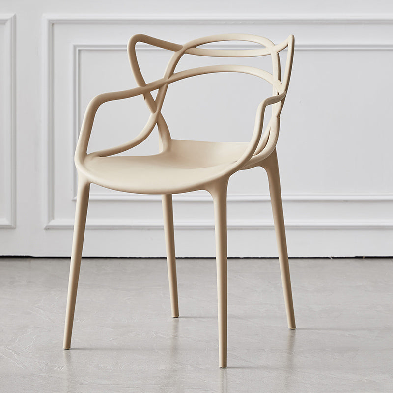 Scandinavian Plastic Dining Arm Chair Indoor Stackable Dining Armchairs