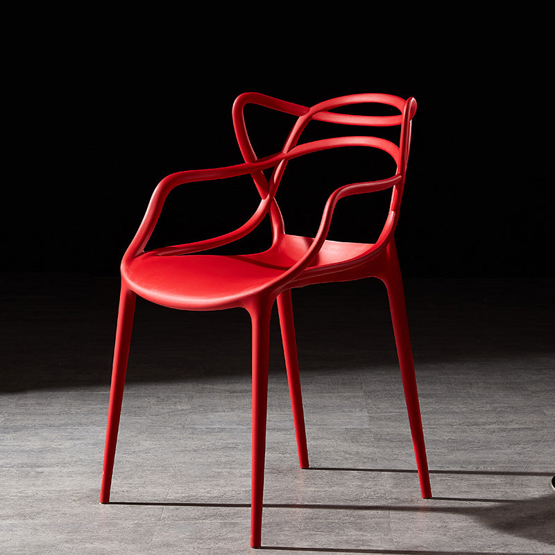 Scandinavian Plastic Dining Arm Chair Indoor Stackable Dining Armchairs