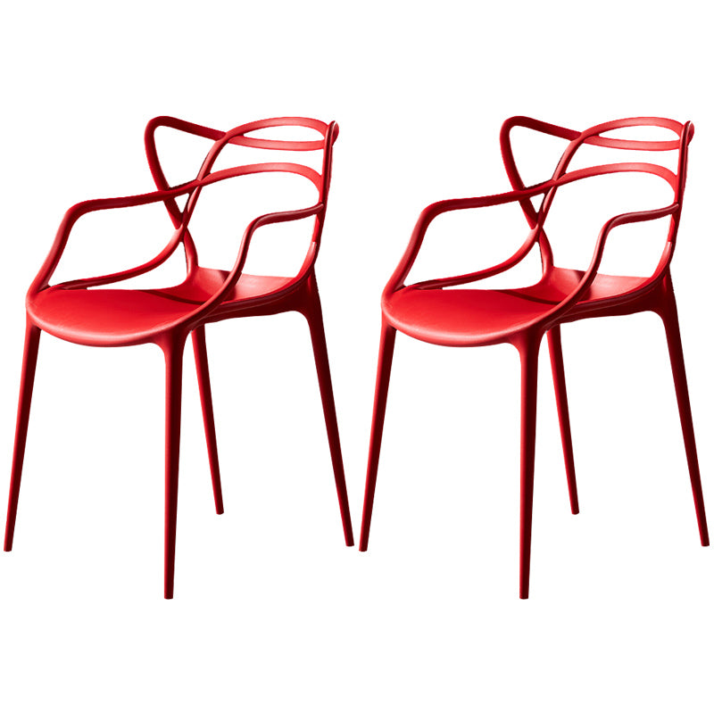 Scandinavian Plastic Dining Arm Chair Indoor Stackable Dining Armchairs
