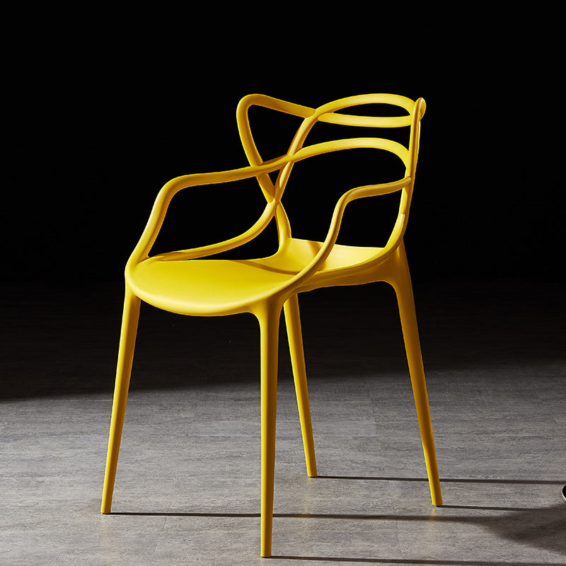 Scandinavian Plastic Dining Arm Chair Indoor Stackable Dining Armchairs