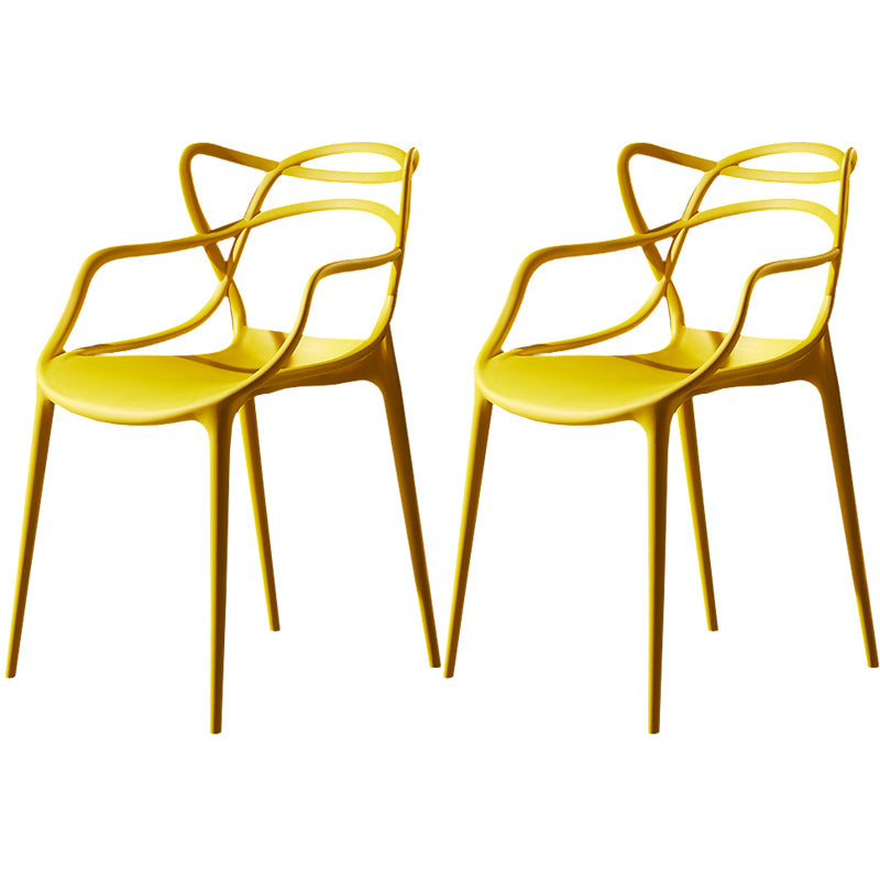Scandinavian Plastic Dining Arm Chair Indoor Stackable Dining Armchairs