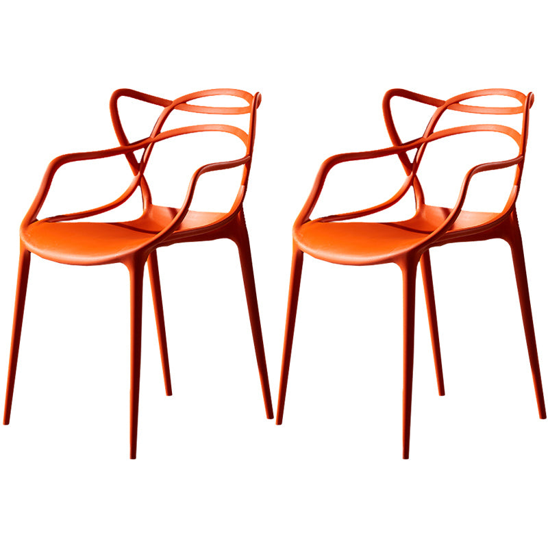 Scandinavian Plastic Dining Arm Chair Indoor Stackable Dining Armchairs