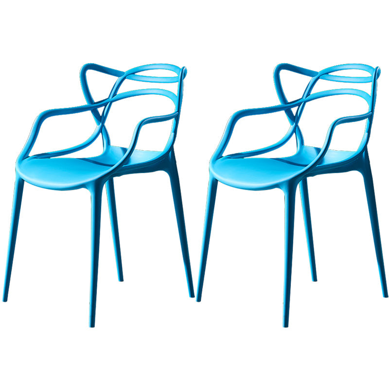 Scandinavian Plastic Dining Arm Chair Indoor Stackable Dining Armchairs