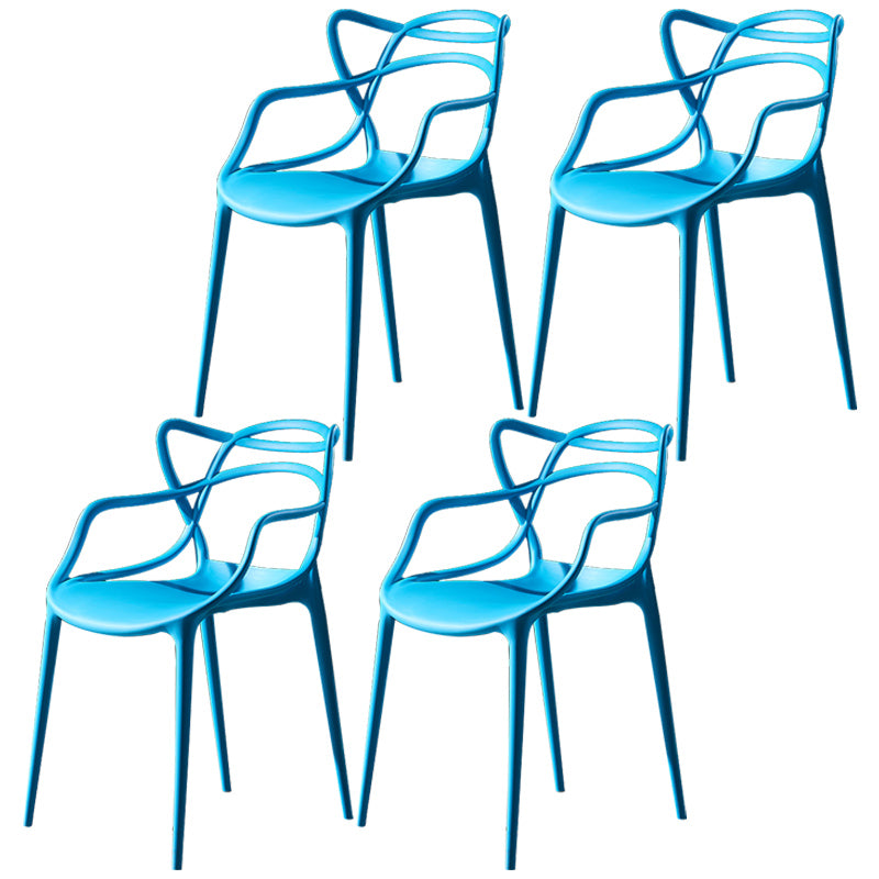 Scandinavian Plastic Dining Arm Chair Indoor Stackable Dining Armchairs