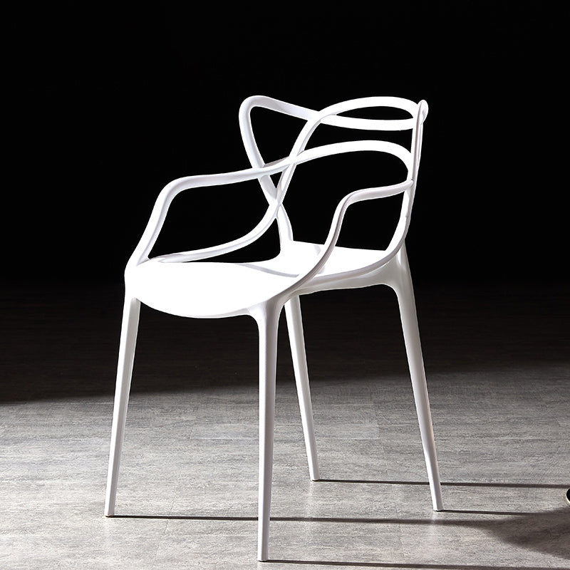 Scandinavian Plastic Dining Arm Chair Indoor Stackable Dining Armchairs
