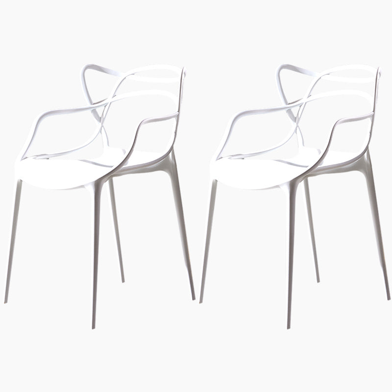 Scandinavian Plastic Dining Arm Chair Indoor Stackable Dining Armchairs