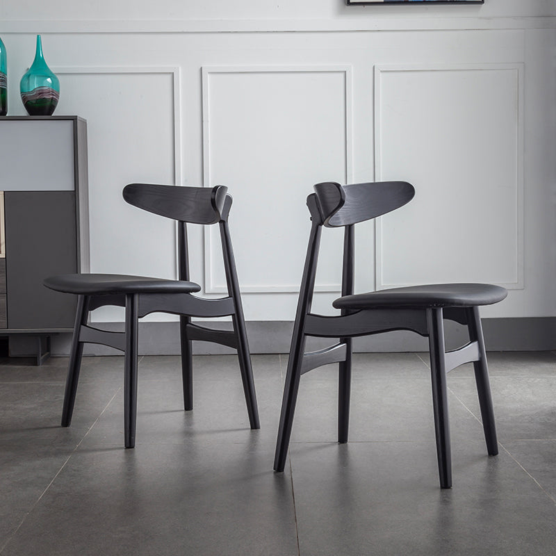 Contemporary Solid Wood Dining Room Chairs Armless Open Back Dining Side Chair for Home Use