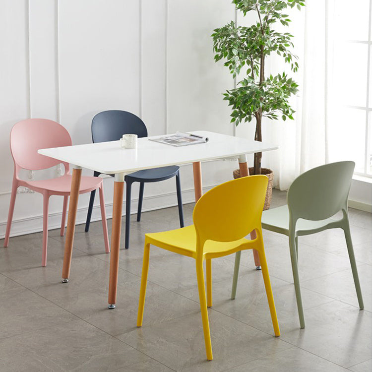 Scandinavian Plastic Armless Dining Chairs Indoor Stackable Side Chair