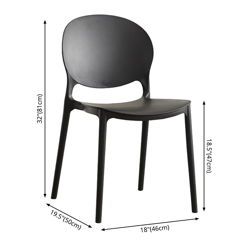 Scandinavian Plastic Armless Dining Chairs Indoor Stackable Side Chair