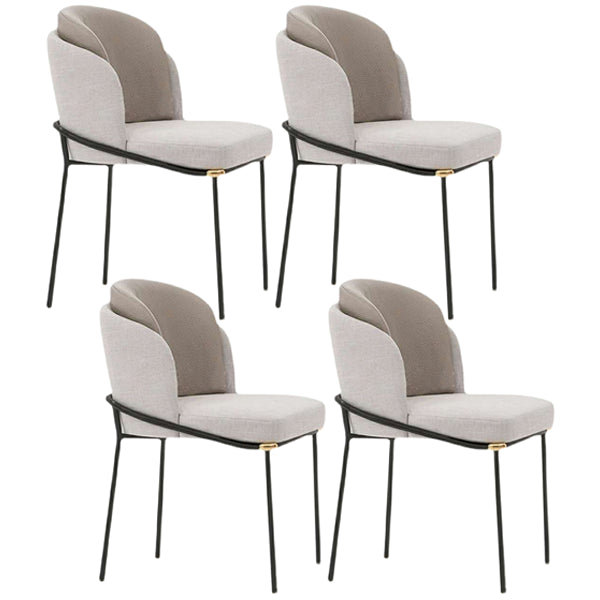 Contemporary Metal Dining Room Chairs Armless Upholstered Side Chairs for Home Use