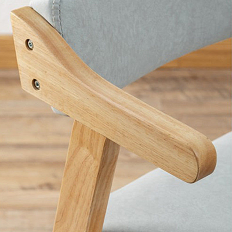 Upholstered Dining Arm Chair PU Leather Open Back Armchair with Wood Legs