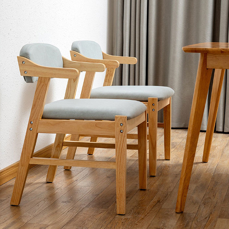 Upholstered Dining Arm Chair PU Leather Open Back Armchair with Wood Legs
