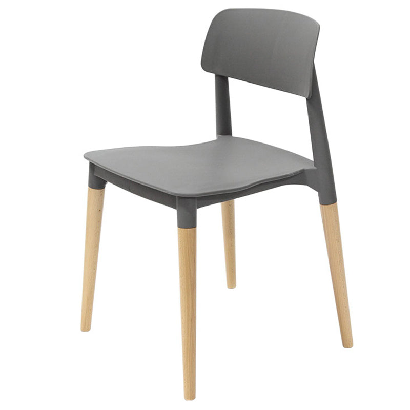 Chaises de salle à manger sans bras empilables en plastique ou ouverte la chaise latéral avec des cuisses de bois