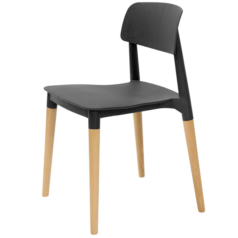 Chaises de salle à manger sans bras empilables en plastique ou ouverte la chaise latéral avec des cuisses de bois