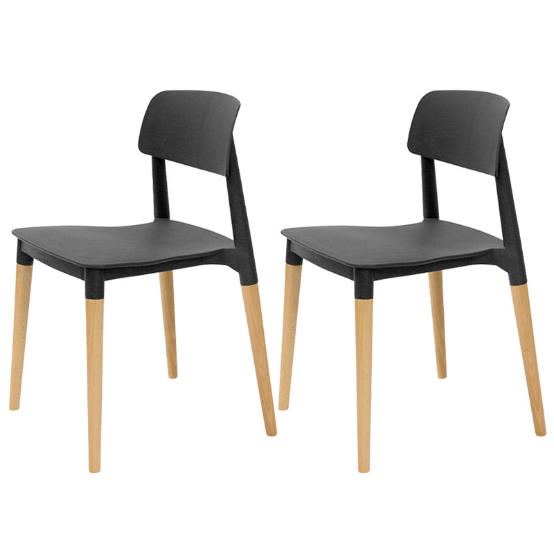 Chaises de salle à manger sans bras empilables en plastique ou ouverte la chaise latéral avec des cuisses de bois