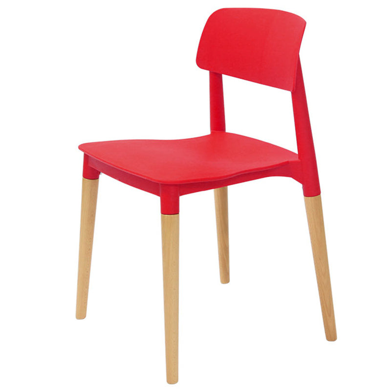 Chaises de salle à manger sans bras empilables en plastique ou ouverte la chaise latéral avec des cuisses de bois