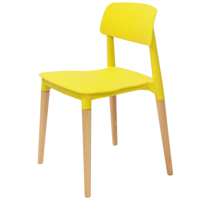 Chaises de salle à manger sans bras empilables en plastique ou ouverte la chaise latéral avec des cuisses de bois
