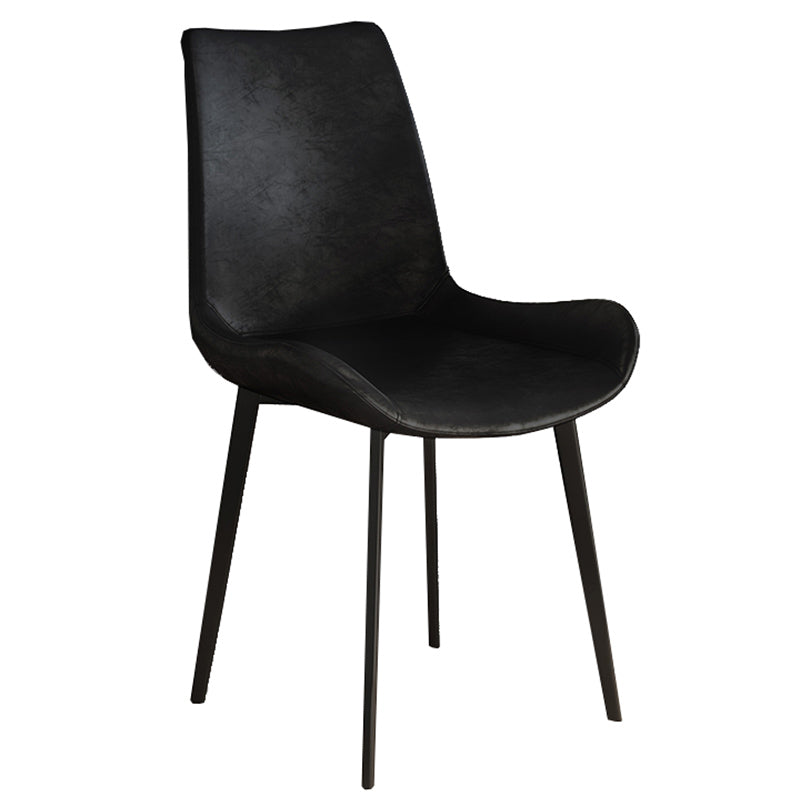 Leather Contemporary Restaurant Side Chair Parsons Matte Finish Dining Chair with Black Legs