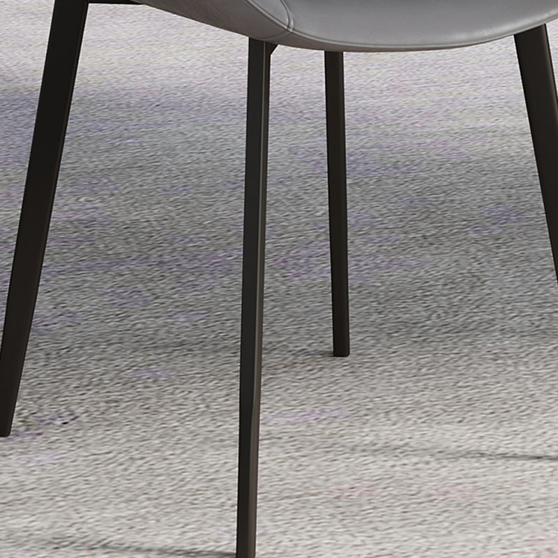 Leather Contemporary Restaurant Side Chair Parsons Matte Finish Dining Chair with Black Legs