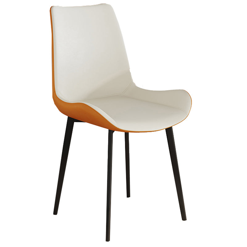 Leather Contemporary Restaurant Side Chair Parsons Matte Finish Dining Chair with Black Legs