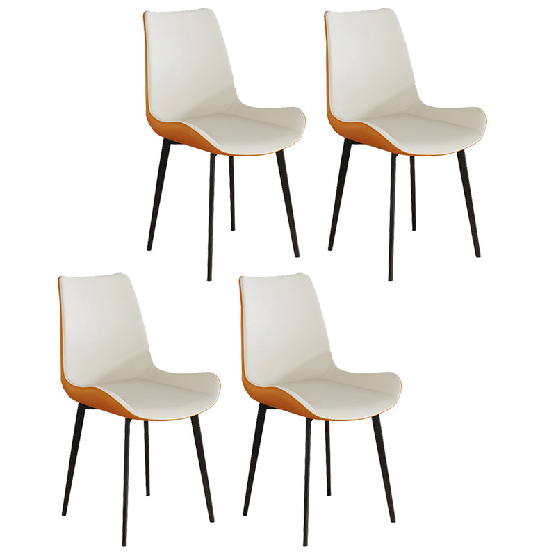 Leather Contemporary Restaurant Side Chair Parsons Matte Finish Dining Chair with Black Legs