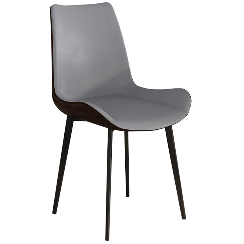 Leather Contemporary Restaurant Side Chair Parsons Matte Finish Dining Chair with Black Legs