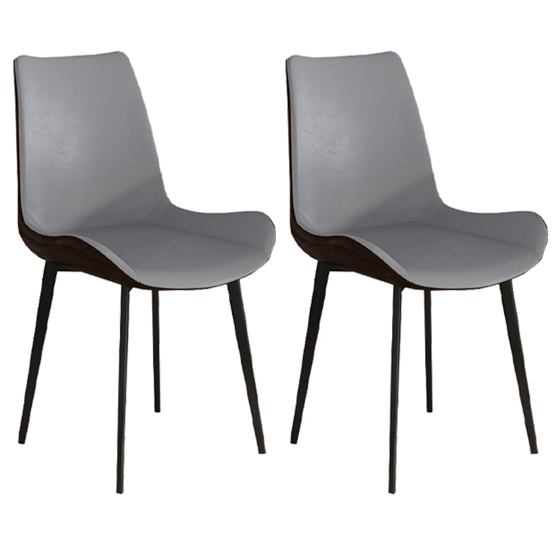Leather Contemporary Restaurant Side Chair Parsons Matte Finish Dining Chair with Black Legs