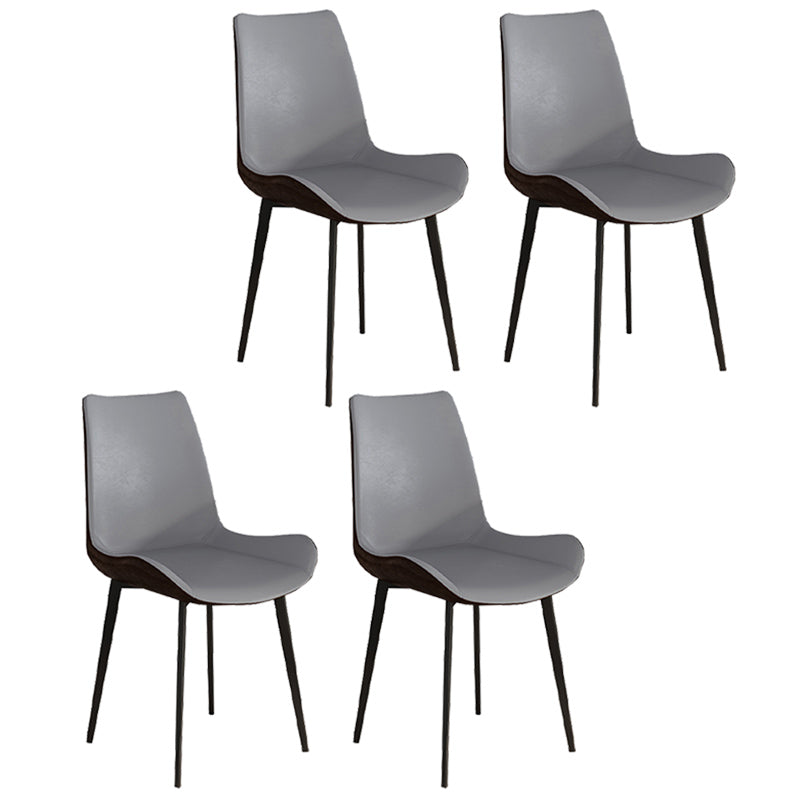 Leather Contemporary Restaurant Side Chair Parsons Matte Finish Dining Chair with Black Legs