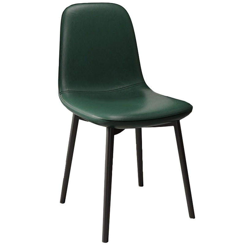 Leather Contemporary Restaurant Side Chair Parsons Matte Finish Dining Chair with Black Legs