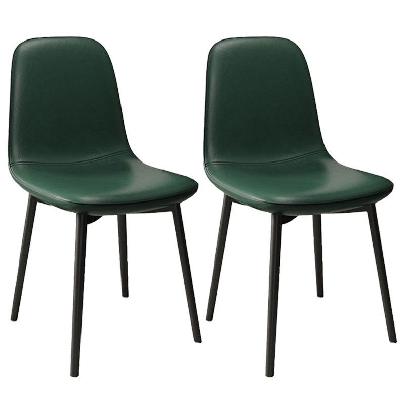 Leather Contemporary Restaurant Side Chair Parsons Matte Finish Dining Chair with Black Legs