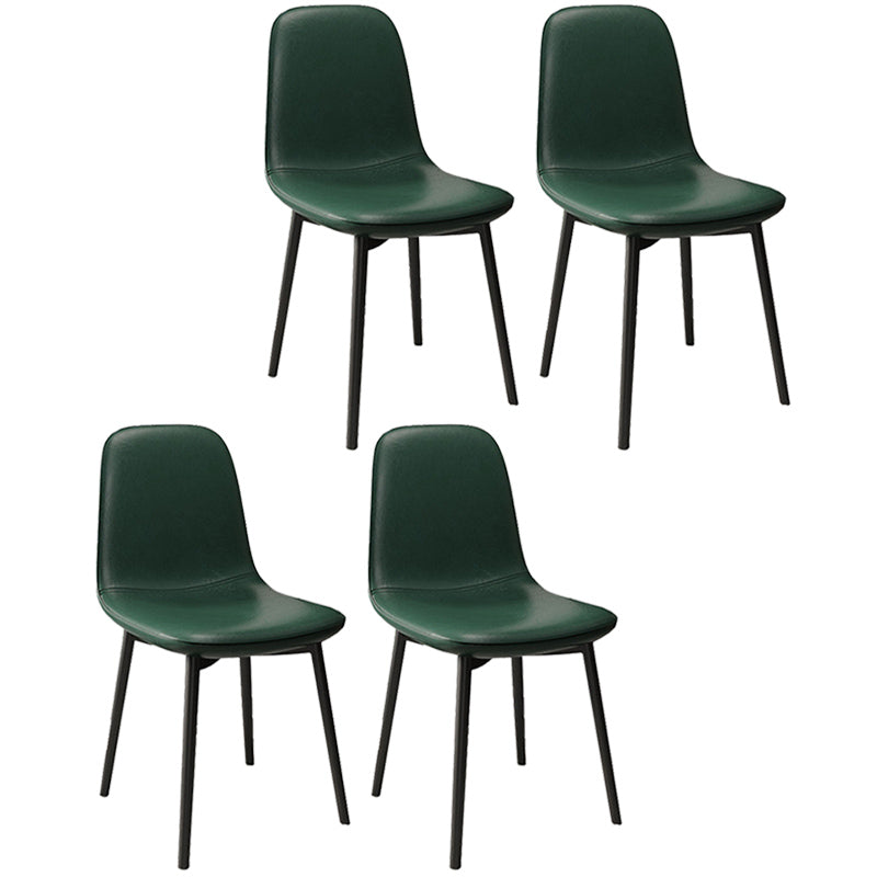Leather Contemporary Restaurant Side Chair Parsons Matte Finish Dining Chair with Black Legs