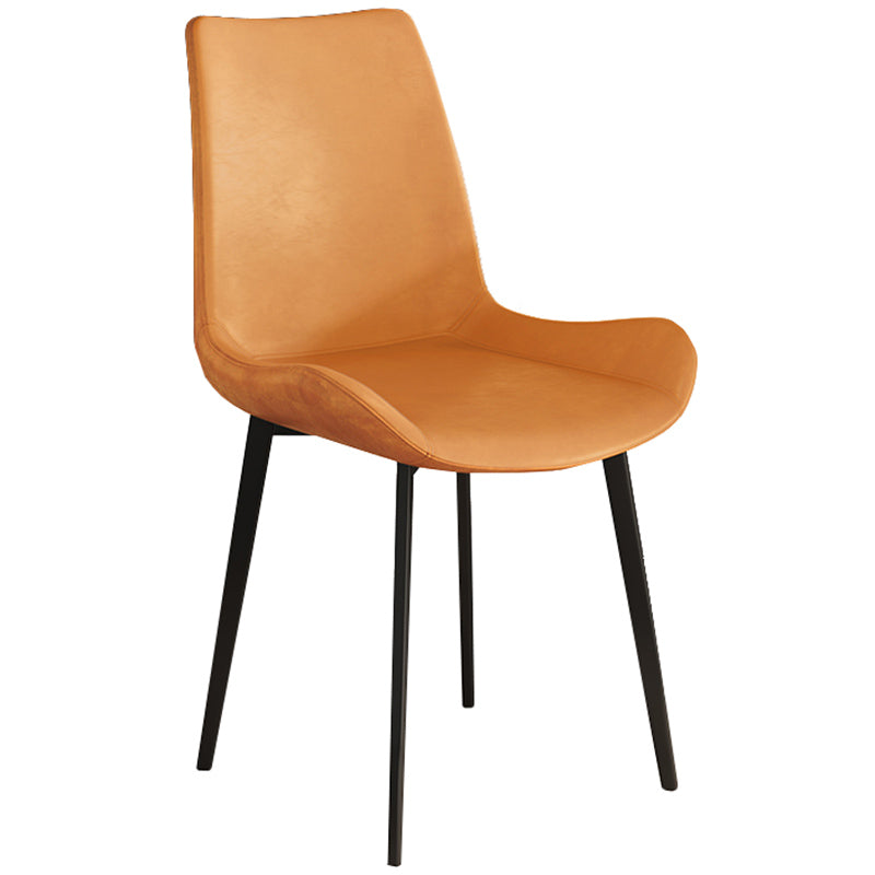 Leather Contemporary Restaurant Side Chair Parsons Matte Finish Dining Chair with Black Legs