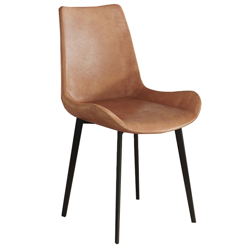 Leather Contemporary Restaurant Side Chair Parsons Matte Finish Dining Chair with Black Legs
