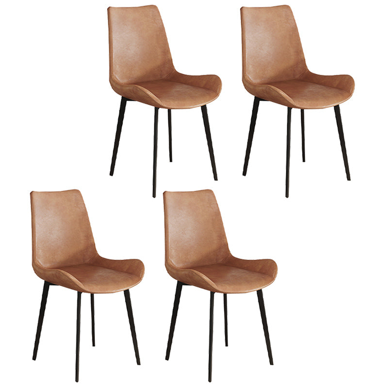 Leather Contemporary Restaurant Side Chair Parsons Matte Finish Dining Chair with Black Legs