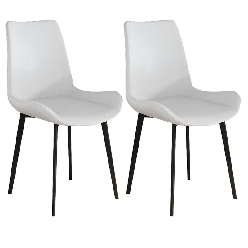 Leather Contemporary Restaurant Side Chair Parsons Matte Finish Dining Chair with Black Legs