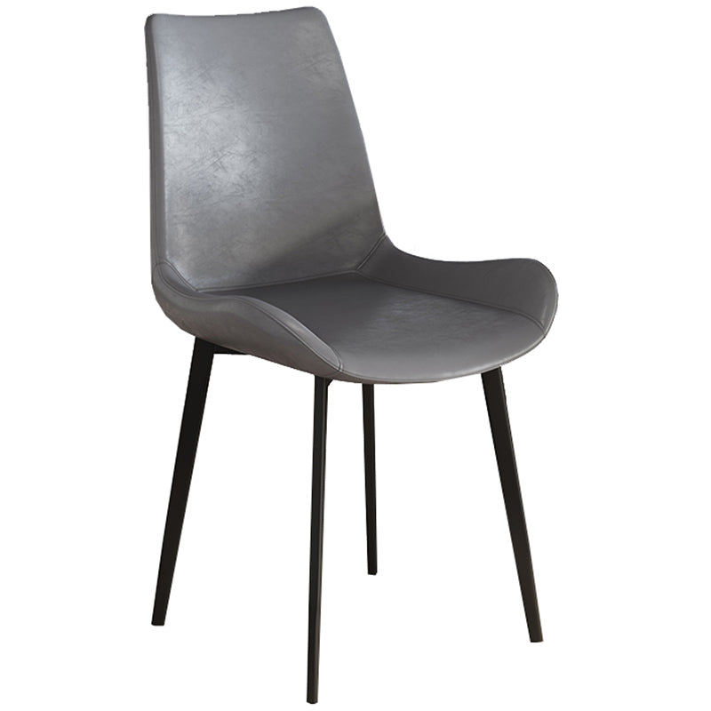 Leather Contemporary Restaurant Side Chair Parsons Matte Finish Dining Chair with Black Legs