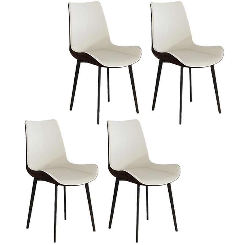 Leather Contemporary Restaurant Side Chair Parsons Matte Finish Dining Chair with Black Legs