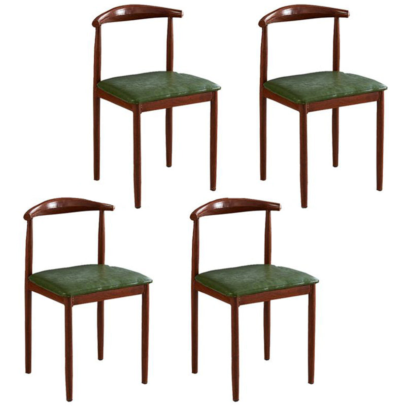 Contemporary Style Metal Kitchen Chairs Set Open Back Side PU Leather Chair