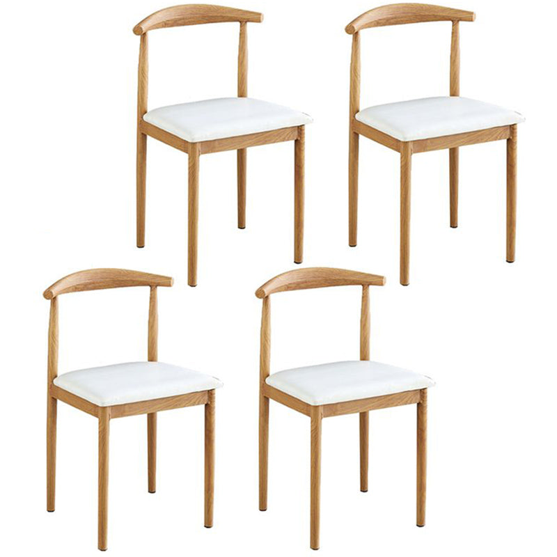 Contemporary Style Metal Kitchen Chairs Set Open Back Side PU Leather Chair