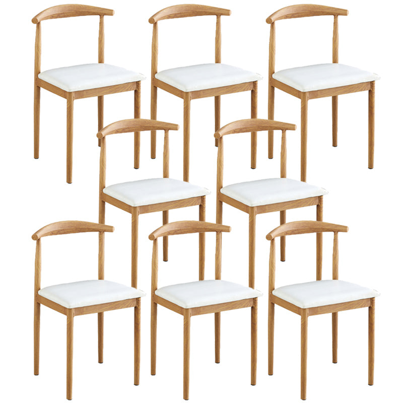 Contemporary Style Metal Kitchen Chairs Set Open Back Side PU Leather Chair