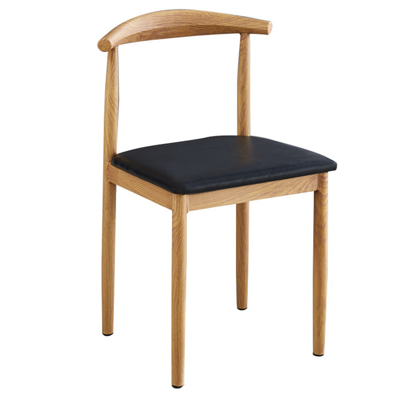 Contemporary Style Metal Kitchen Chairs Set Open Back Side PU Leather Chair