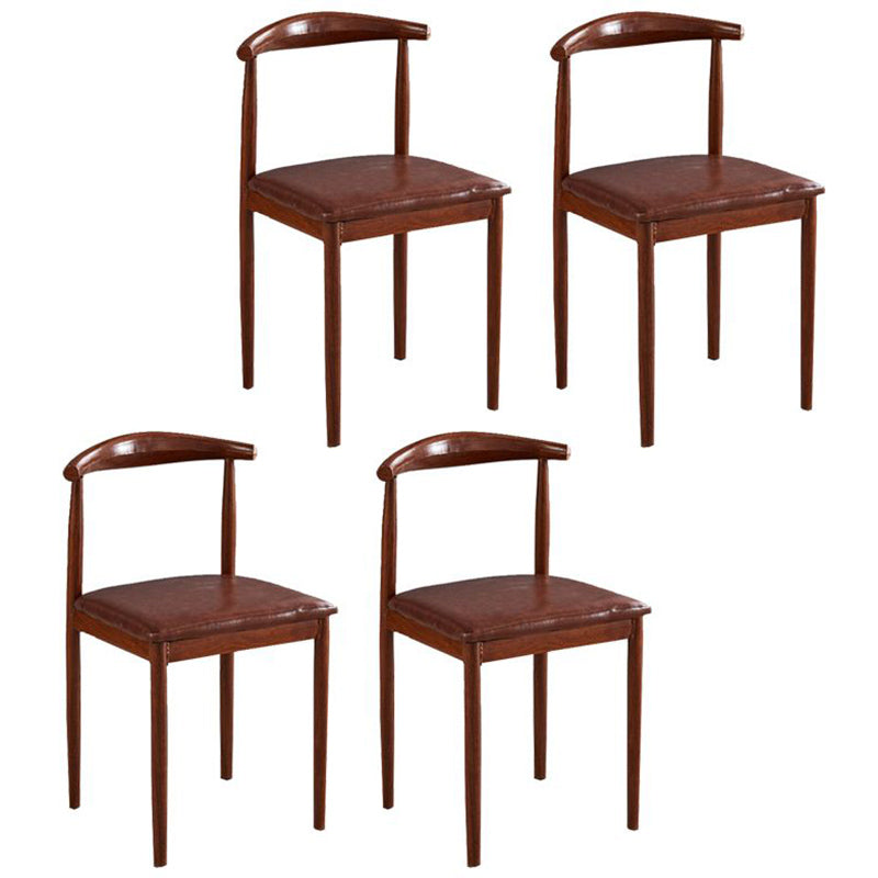 Contemporary Style Metal Kitchen Chairs Set Open Back Side PU Leather Chair