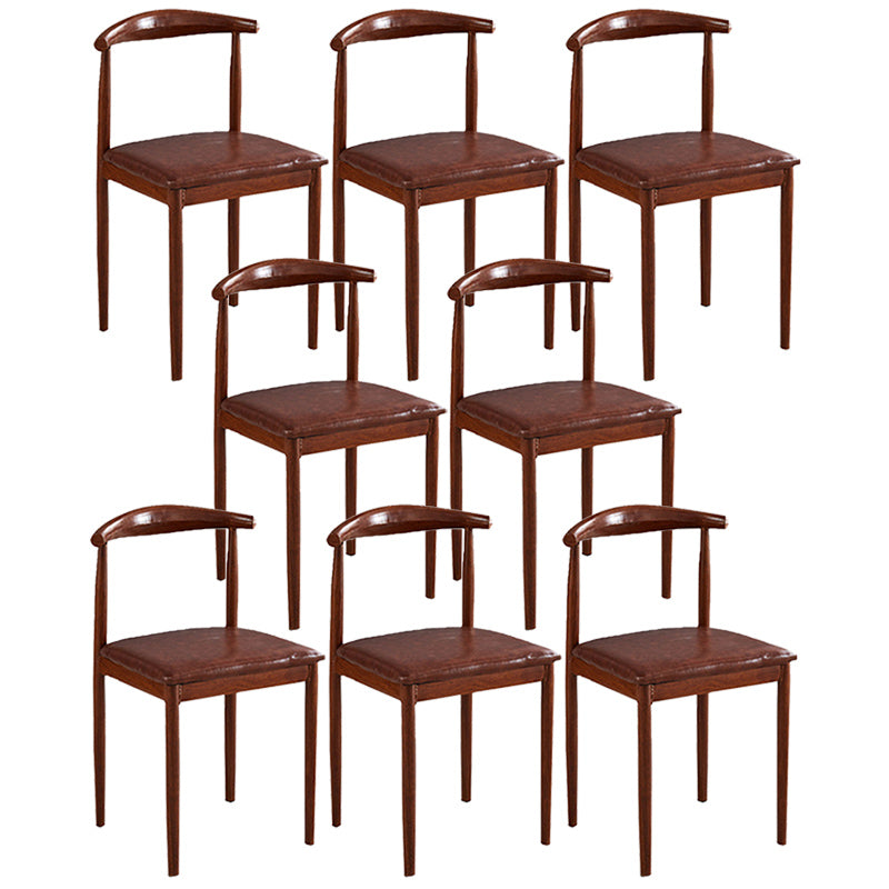 Contemporary Style Metal Kitchen Chairs Set Open Back Side PU Leather Chair